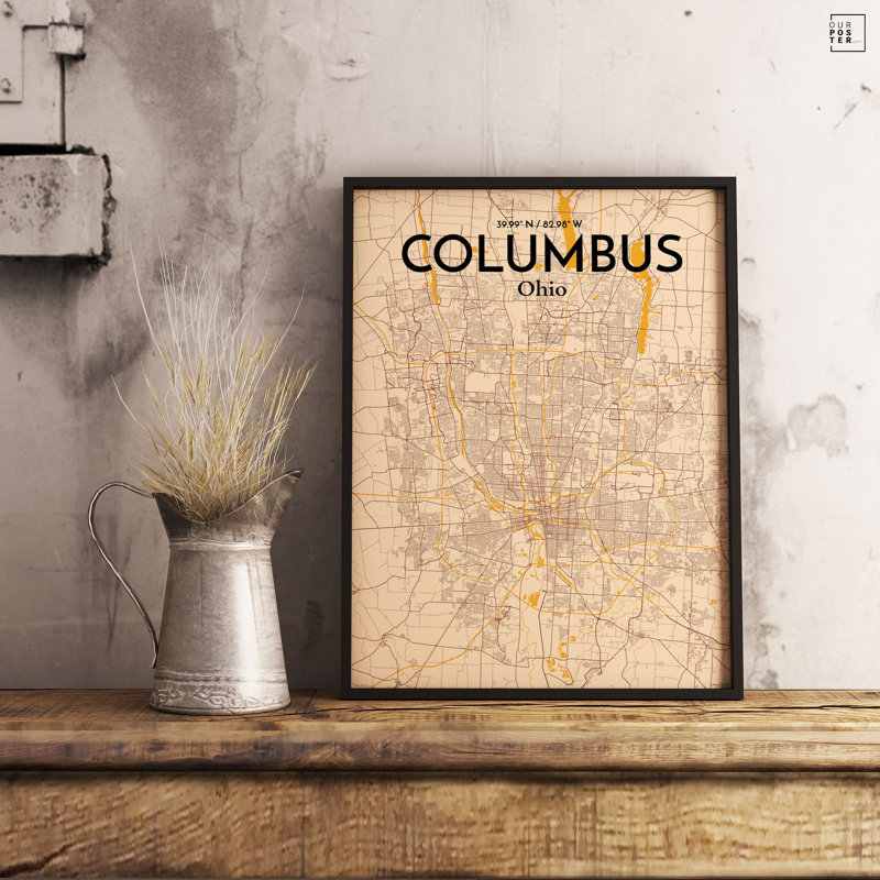 Columbus City Map - No Frame Print, 50.8cm H x 40.6cm W x 0.13cm D