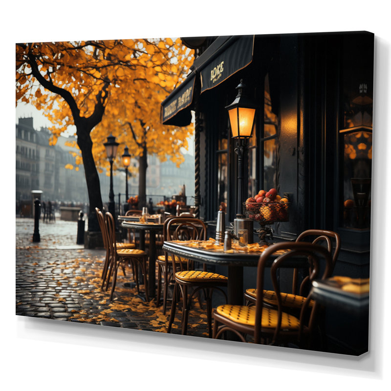 Décoration murale Maricarmen France Parisian Cafe III - France, H 24 po x l 32 po x P 1 po, Toile tendue