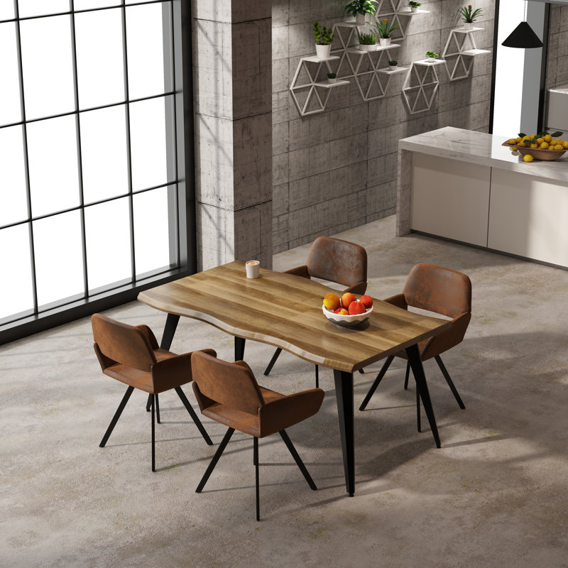 5-Piece Dining Set with Swivel Upholstered Chairs and Rectangular Table - 2 Color Options for Kitchen Dining Room, Brown