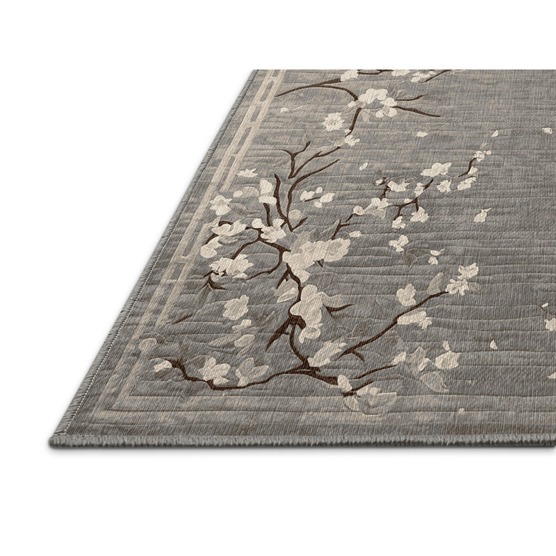 Tapis gris lavable à la machine, Rectangle 6 pi x 9 pi