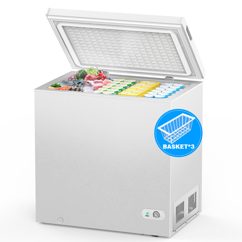 7.0 Cu.ft Deep Freezer, Chest Freezer with 3 Baskets, Energy Saving, 7 Temp Settings, White