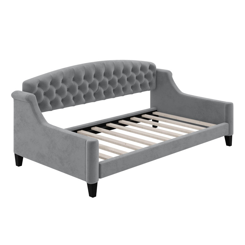 Twin Modern Luxury Tufted Button Daybed, Gray