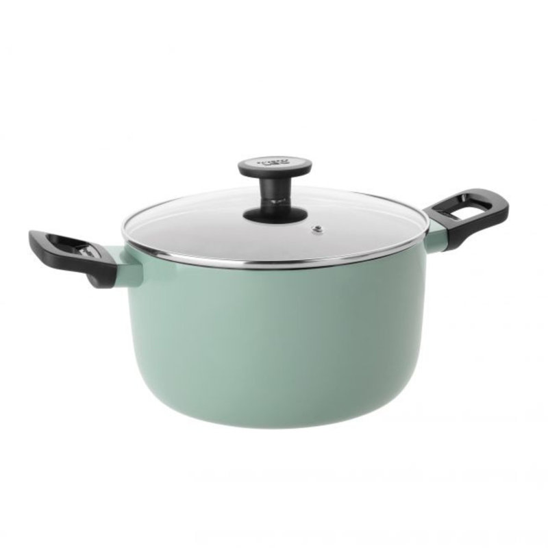 Sage and Slate Non-stick Aluminum 7-Piece Cookware Set with Glass Lids