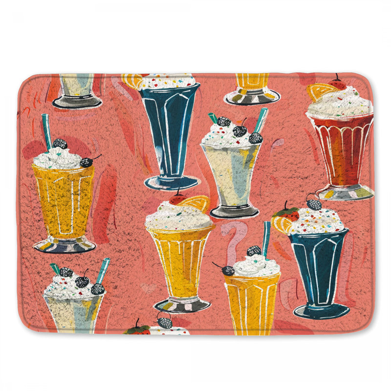 Milkshake Illustration Bath Mat, 34in W x 21in L