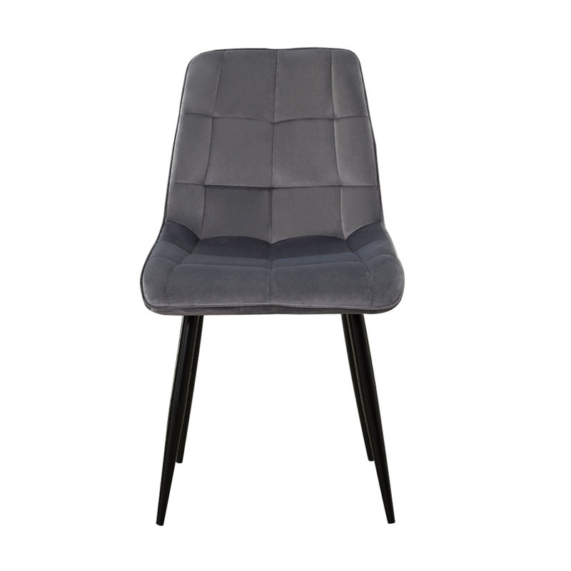 Adileigh 50cm H Velvet Upholstered Metal Side Chair, Grey