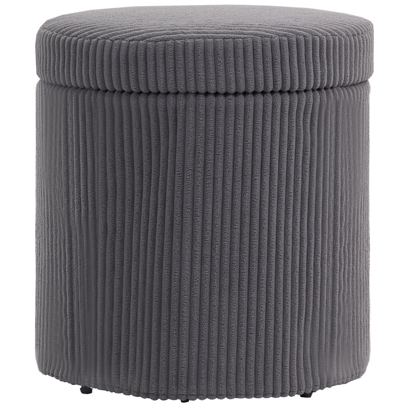 40cm Wide Standard Ottoman, Grey Corduroy (100% Polyester), Foam, Steel