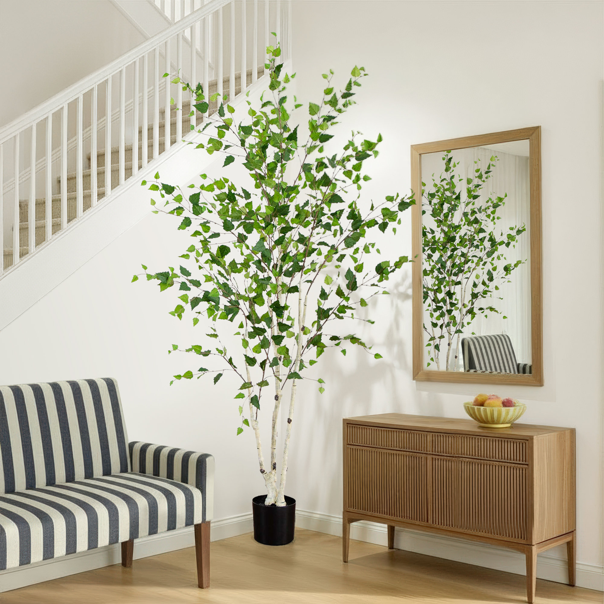 84'' Faux Birch Tree in Pot Liner