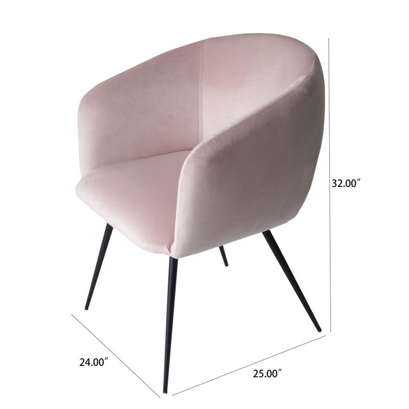 Chaise avec accoudoirs à dossier rembourré Sofea, Rose