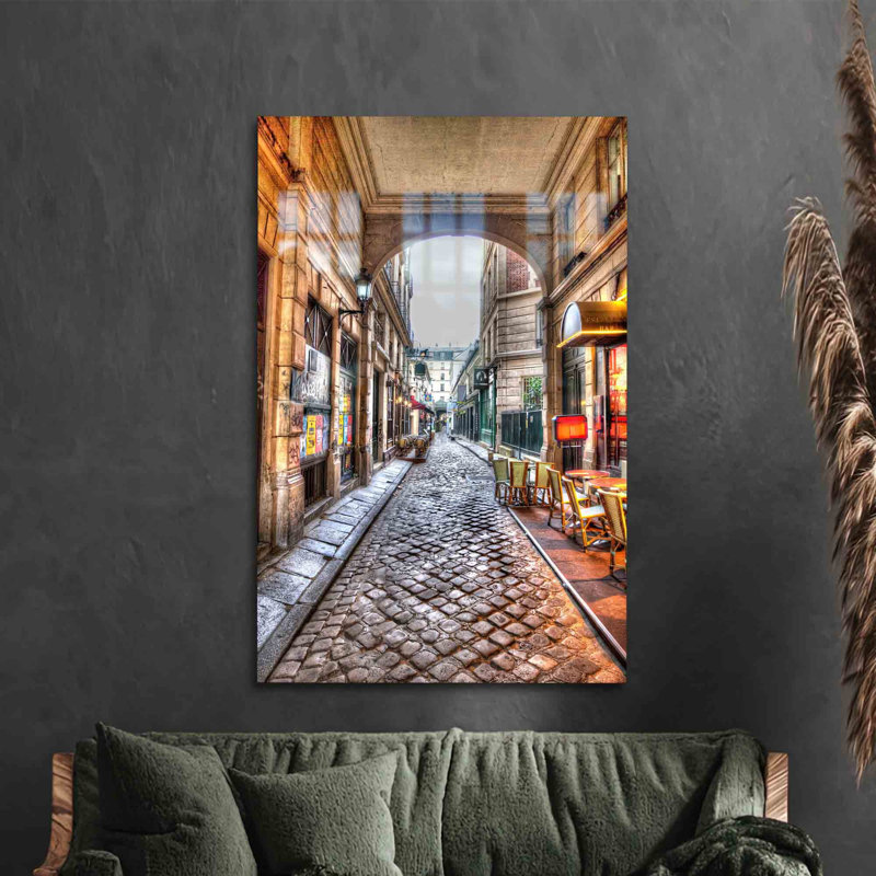Paysage parisien en verre, art mural idéal pour la décoration de la maison et du bureau présentant la scène de la rue Saintandre des Arts