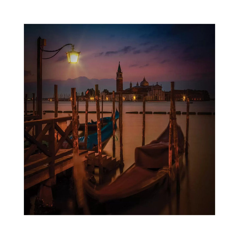 Venice Gondolas During Sunrise by Melanie Viola - Wrapped Canvas Print, 30.48 cm H x 30.48 cm W