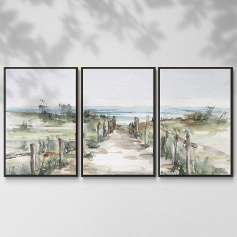 «Ocean Access II», reproduction sur toile 3 pièces, H 36 po x l 75 po x P 2 po, Noir