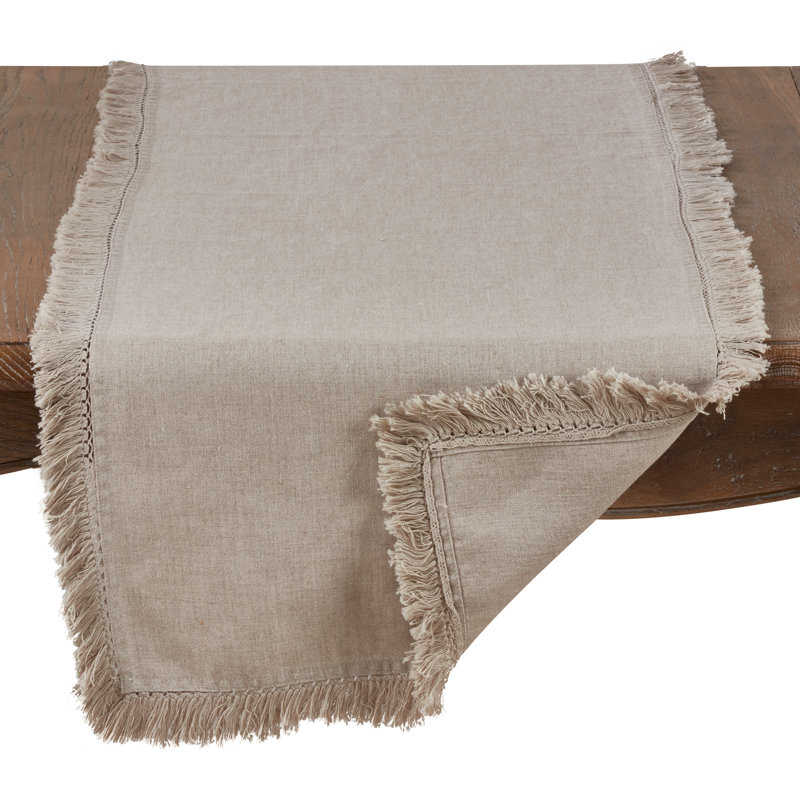 Trier Refined Fringed Table Runner, Brown