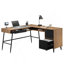Bureau en L, finition brune