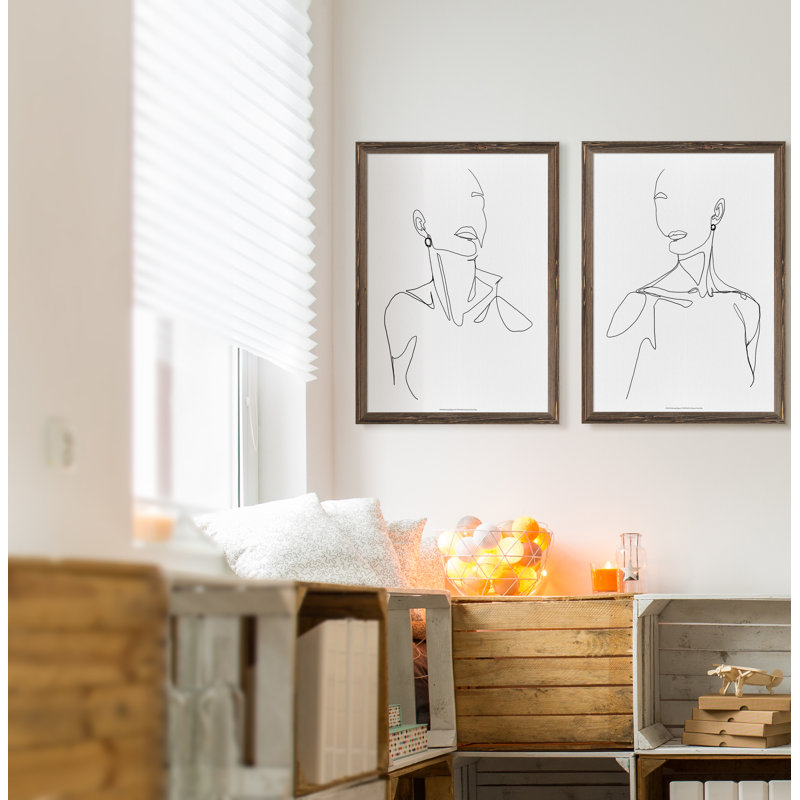 «Everlast Elegance I» par Vincent Van Gogh - ensemble de 2 reproductions de dessins encadrés, H 20 po x l 16 po x P 1,25 po