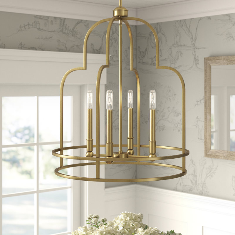4 - Light Unique Geometric Pendant in Gold, Gold