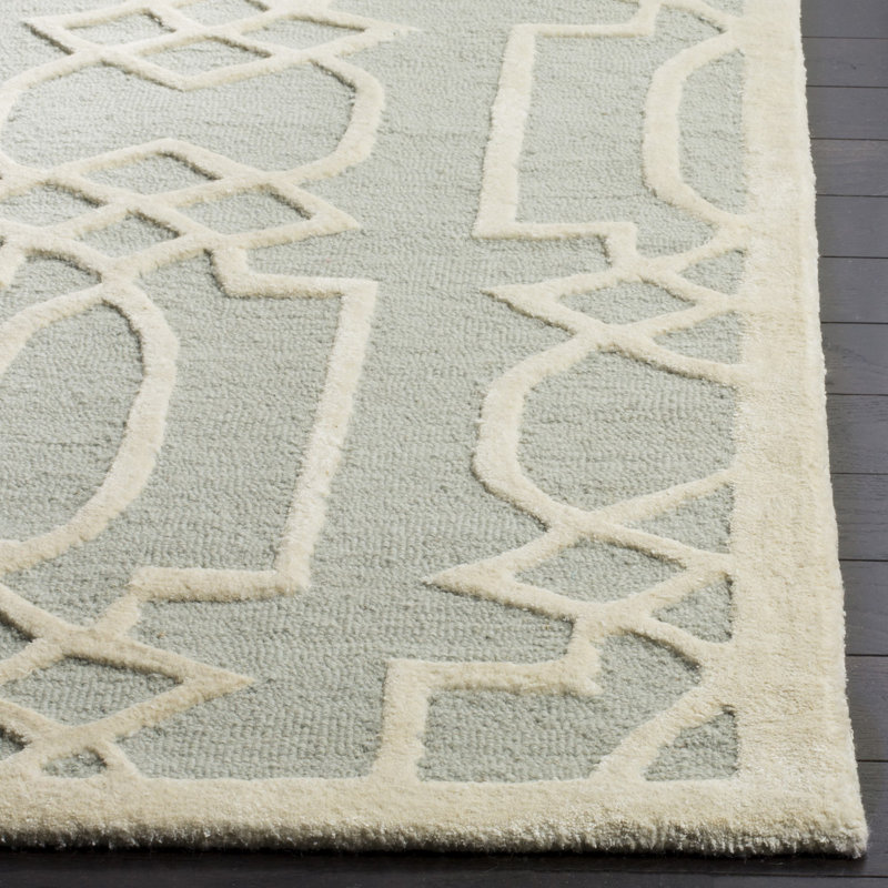 Zandbergen Hand Tufted Wool Damask Rug, Rectangle 4' x 6'
