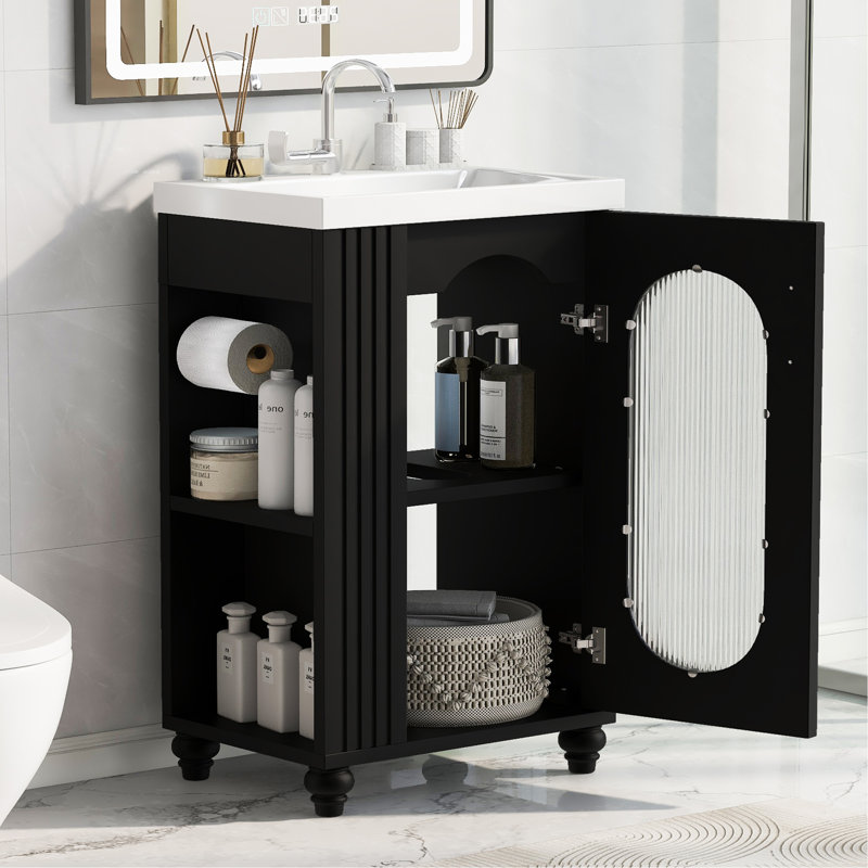 Meuble-lavabo avec lavabo, meuble-lavabo avec tablette à deux niveaux, meuble-lavabo pour la maison