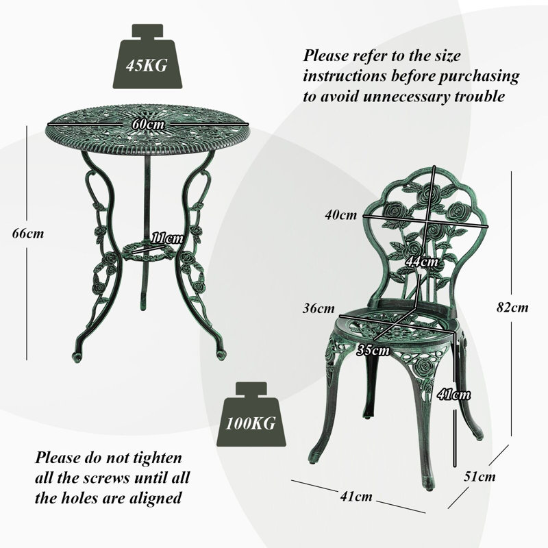 3 - Piece 2 - Person Outdoor Bistro Set