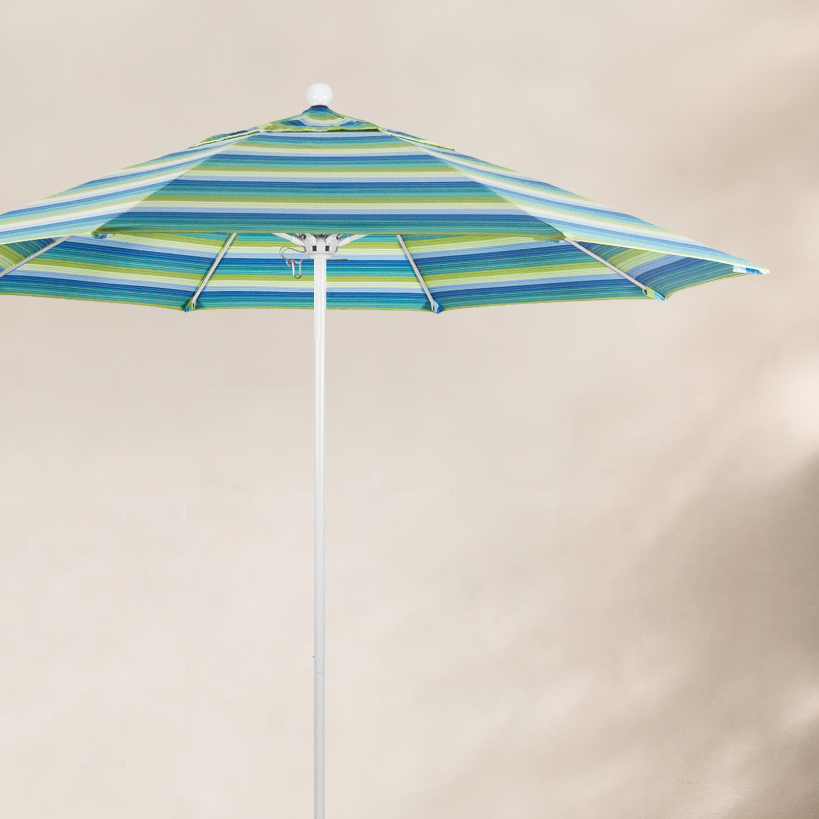 Maria 9' Sunbrella® Umbrella, White, Seville Seaside Stripe Sunbrella®