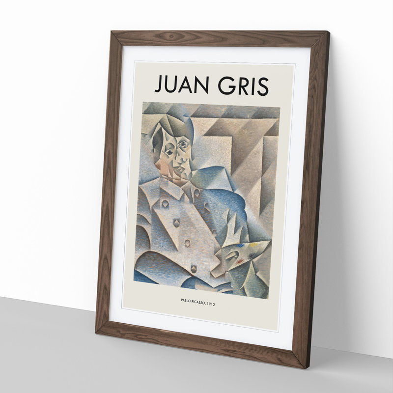 Portrait of Pablo Picasso Print by Juan Gris - Picture Frame Painting, Walnut Framed, 65cm H x 48cm W x 2cm D