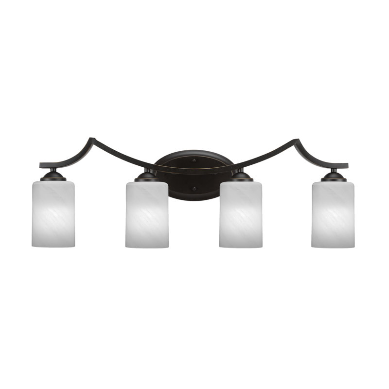 Barre d'éclairage de salle de bain 4 lumières Zilo, Blanc, Noir mat