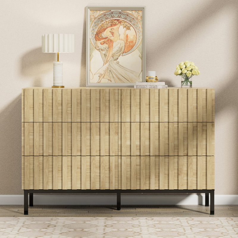 Commode double 6 tiroirs 47,24 po Sevyn Endress, Ivoire ivoire