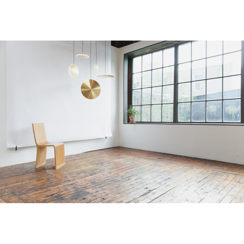 Chrona Modern Round Spun Brass Pendant Light, Horizontal, 7" H x 6" W x 6" D, Solid Brass