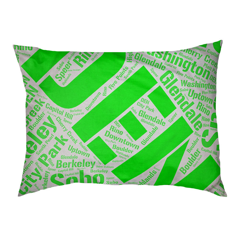 Coussin de chien « districts », Grand (l 40 po x P 30 po x H 14 po), Vert, Denver