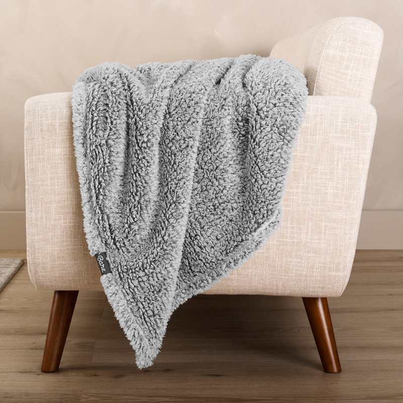 Couverture Cozy Faux Shearling, Double/Grand, Tipe grise