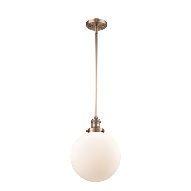 Baskette 1 - Light Single Pendant, No Bulb Included, Matte White Cased, Antique Copper