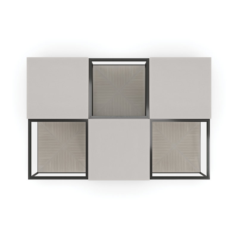 White Faux Shagreen Square Coffee Table with Wood Base