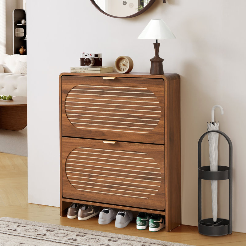 8 Pair Shoe Storage Cabinet, Walnut