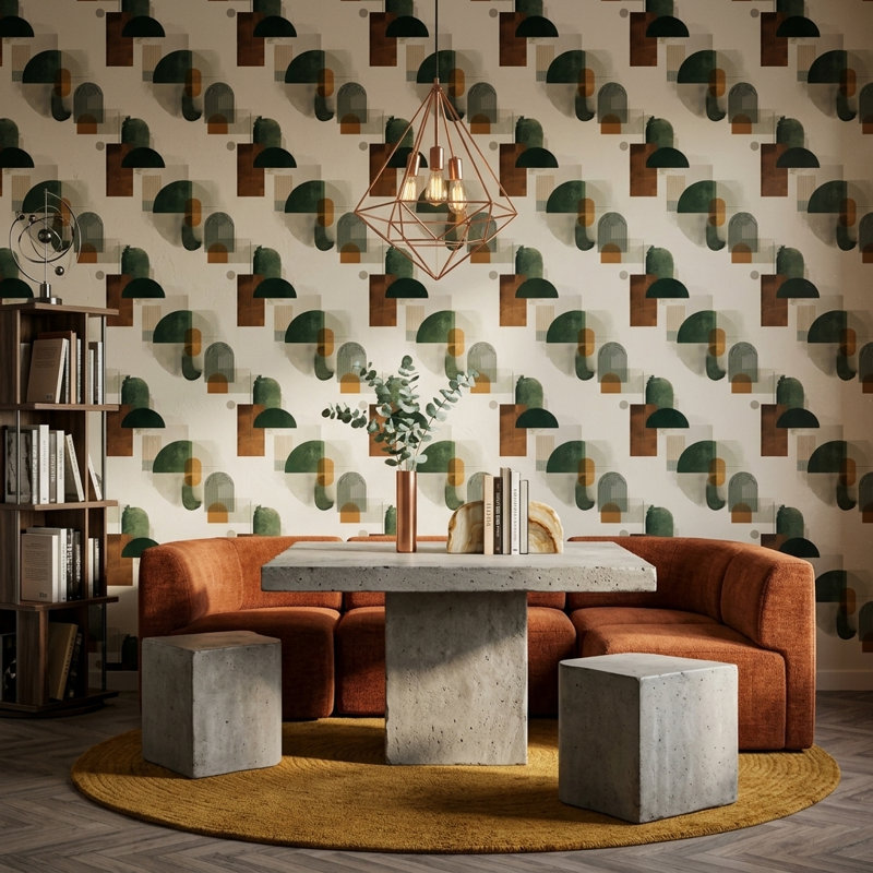 Papier peint texturé en papier Mid Century Modern, Non tissé, non collé