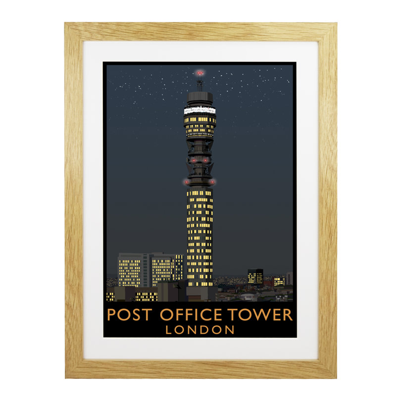 Post Office Tower by Richard O'Neil - Print, 54 cm H x 44 cm W x 2.2 cm D, Oak Wood Frame