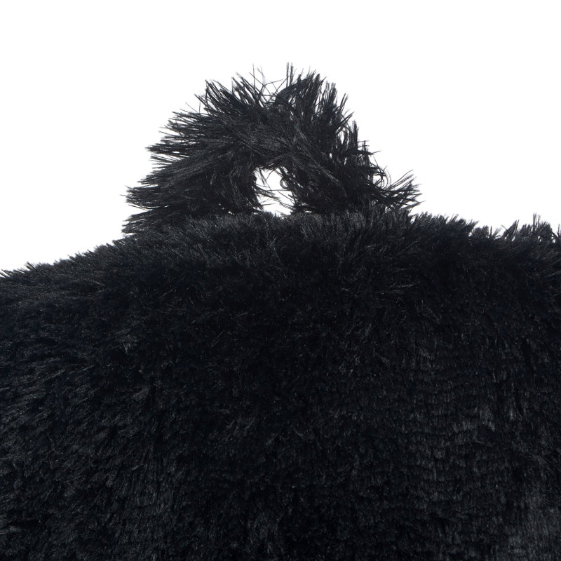  Shaggy Backrest Pillow, Black