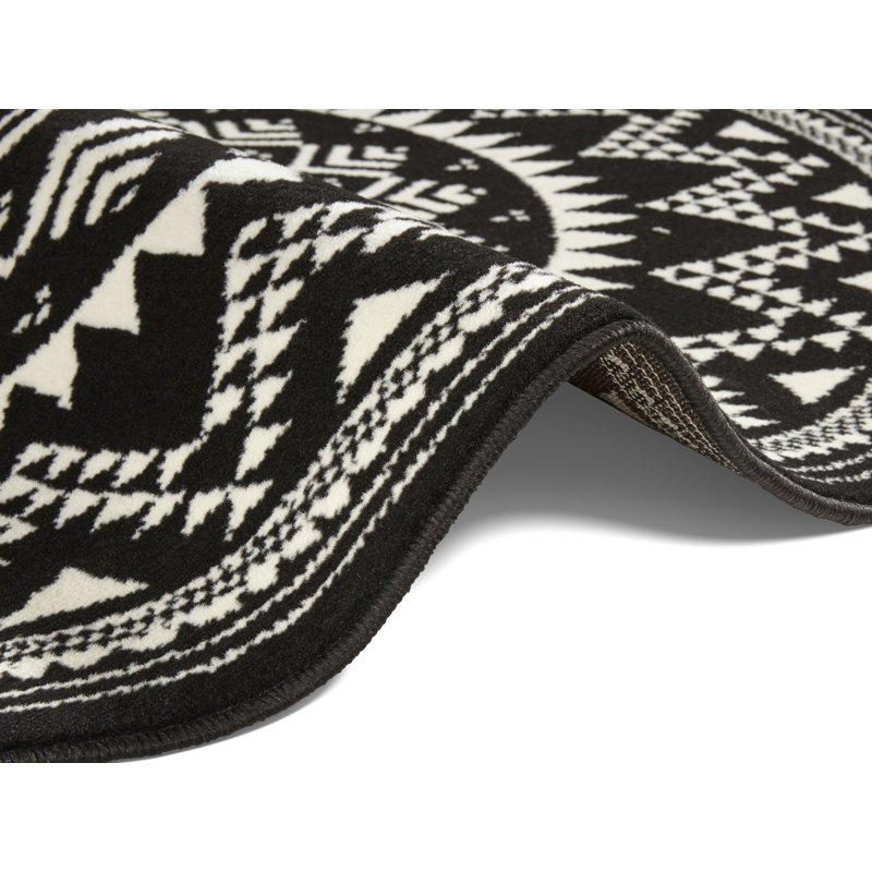 Celebration Valencia Flatweave Black Rug, Round 200cm