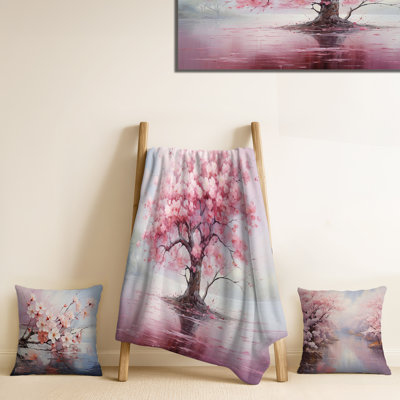 Ensemble de couverture et oreiller Pink Cherry Blossom Romantic Impression III - Cherry Blossom