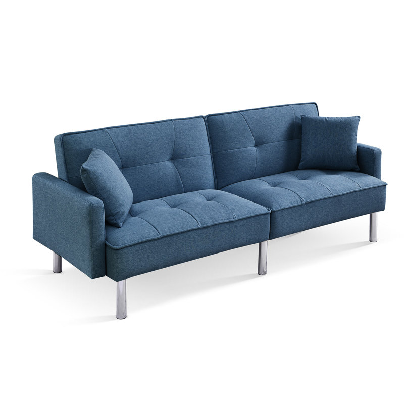 Degmo 84.6'' Upholstered Convertible Sofa, Blue 100% Polyester