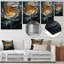 Plume abstraite jaune et bleue - Spirale abstraite, art mural en métal-490724119