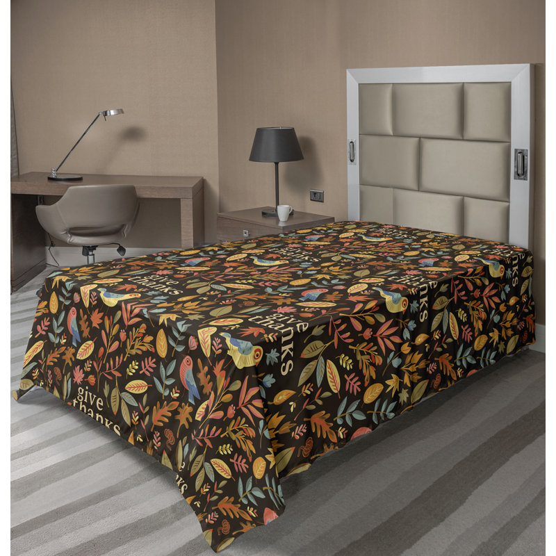 Drap plat moderne de style bohème Ambesonne, Drap plat pour lit simple TG, Corail / brun ardoise / motif floral chameau