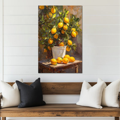Art mural de citron, décoration murale de cuisine citron, affiche murale en toile sur toile citron, photos de cuisine pour mur, œuvre d'art fruitier italien, impressions murales rétro méditerranéennes prêtes à être accrochées 32 po x 48 po