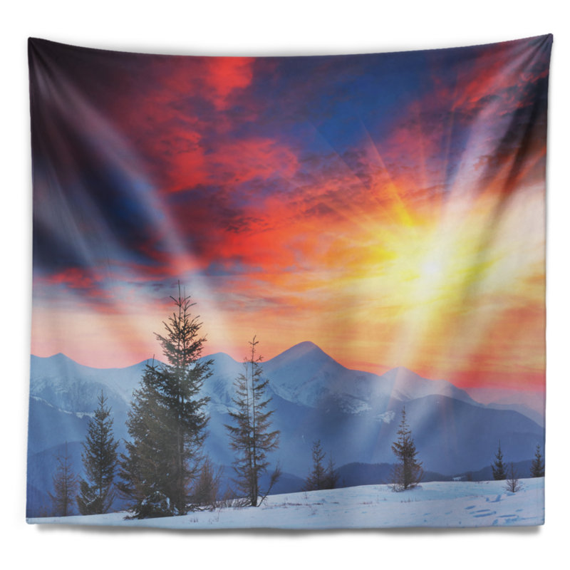 Magnifique tapisserie vue paysage d'hiver, H 50 po x l 60 po