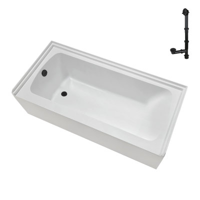 Streamline 66 in. x 32 in. Acrylic Left-Hand Drain Alcove Bathtub in Glossy White With External Drain
