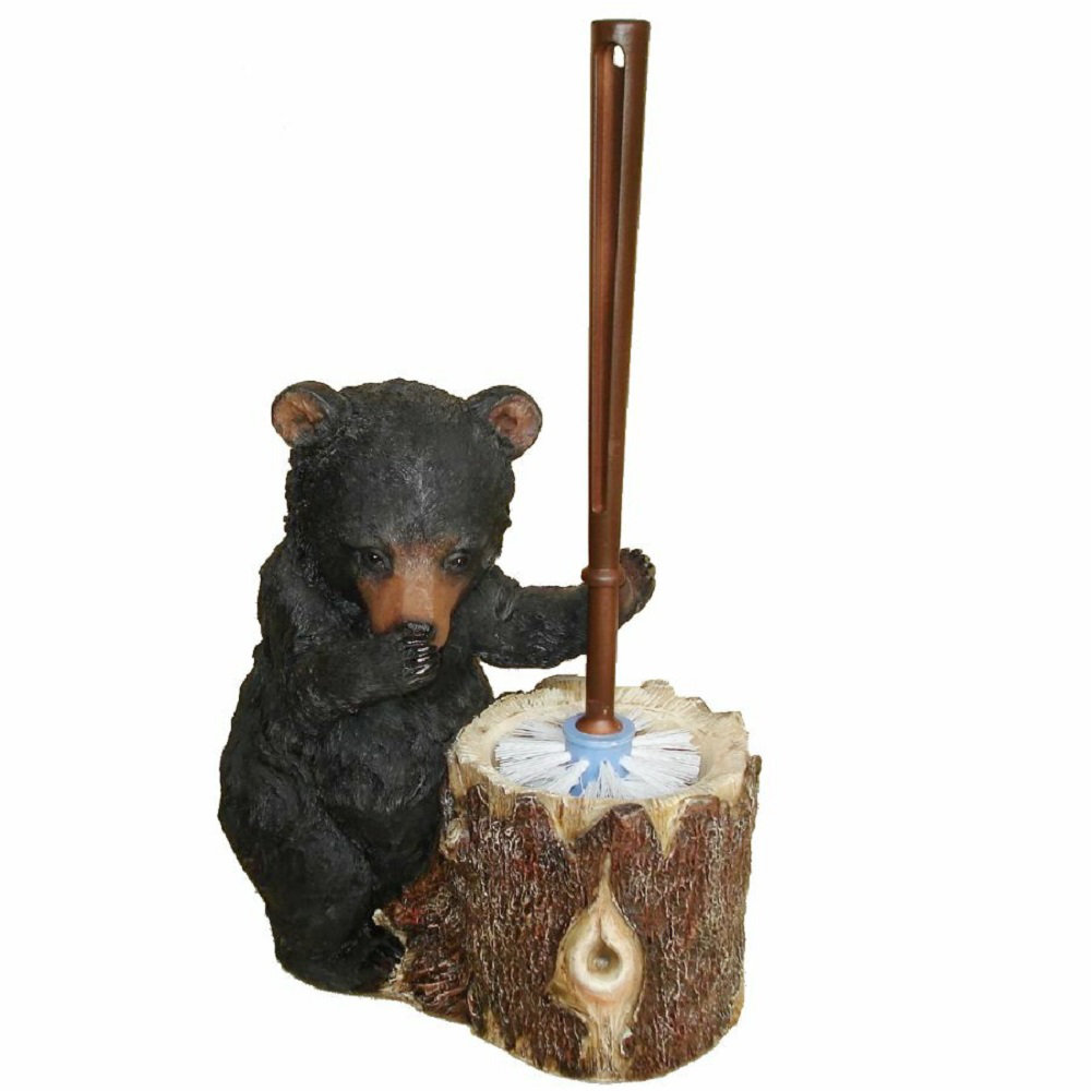 Pee-ew Stinky Black Bear Freestanding Toilet Brush with Holder Set De Leon Collections