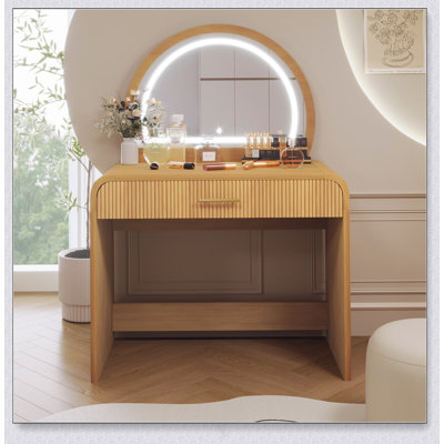 39-Inch Makeup Vanity Table With Touch Screen Lighted Mirror And Spacious Drawer For Organized Beauty Essentials