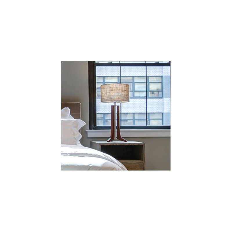 Lampe de plancher 72 po forma, Aluminium brossé, Toile de jute, Noyer
