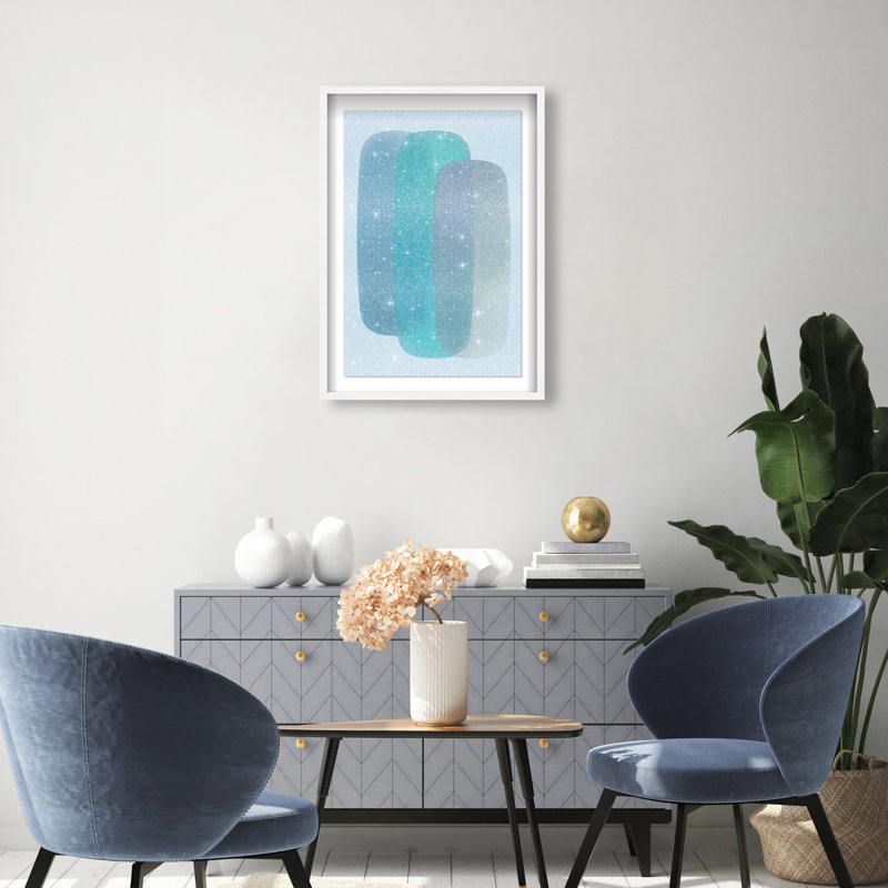 Teal Gradients Print by Oliver Gal, 16.5"H x 11.5"W, White Shadowbox