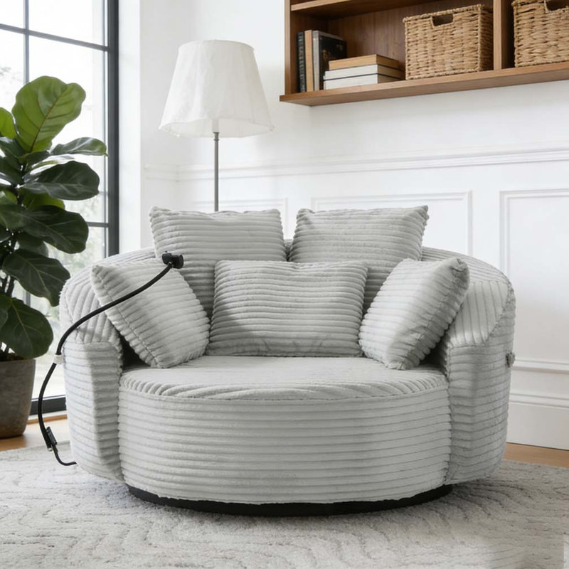 360° Swivel Chair Accent Barrel Chair, LIGHT GREY