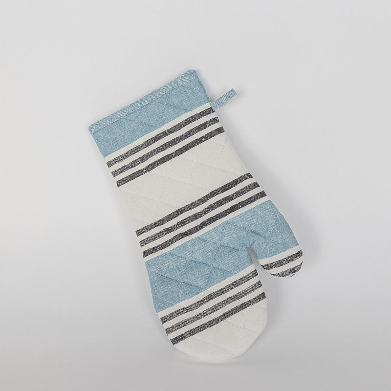 Gant rayé en coton, Bleu