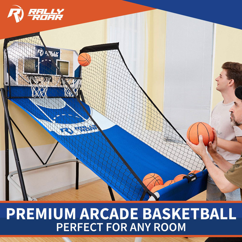 Lancaster Blue Foldable Steel Dual Basketball Game with LED Scoring